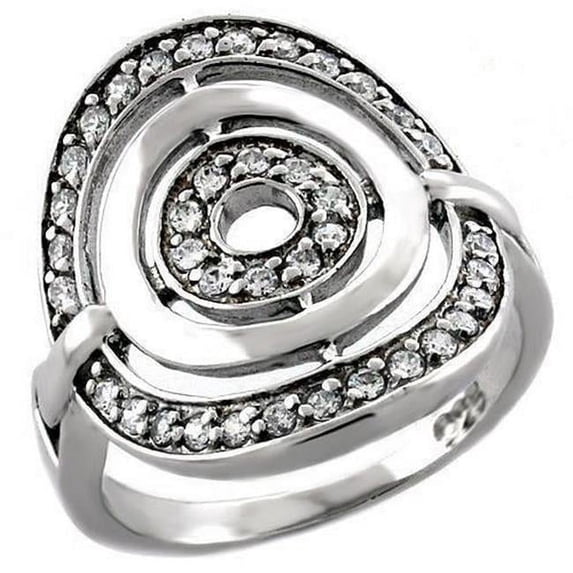 Alamode LOAS1018-7 Rhodium 925 Sterling Silver Ring with AAA Grade CZ, Clear - Size 7