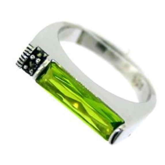Alamode LOAS722-7 Women Rhodium 925 Sterling Silver Ring with Synthetic in Peridot - Size 7