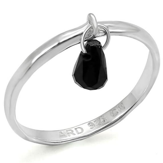 Alamode LOS319-5 Women Silver 925 Sterling Silver Ring with Genuine Stone in Sapphire - Size 5