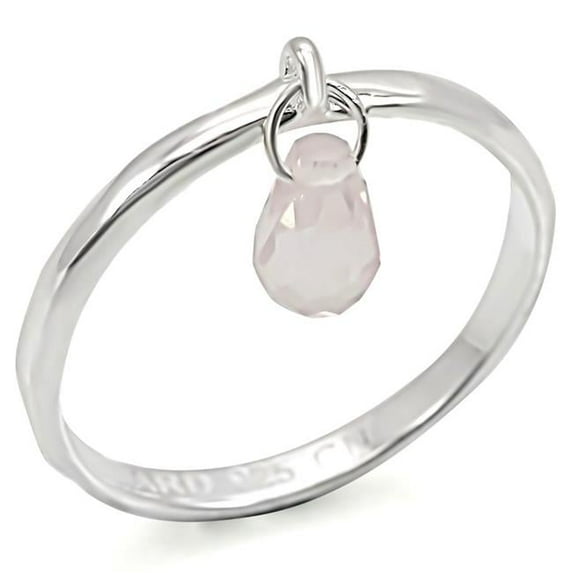 Alamode LOS323-10 Women Silver 925 Sterling Silver Ring with Genuine Stone in Light Rose - Size 10