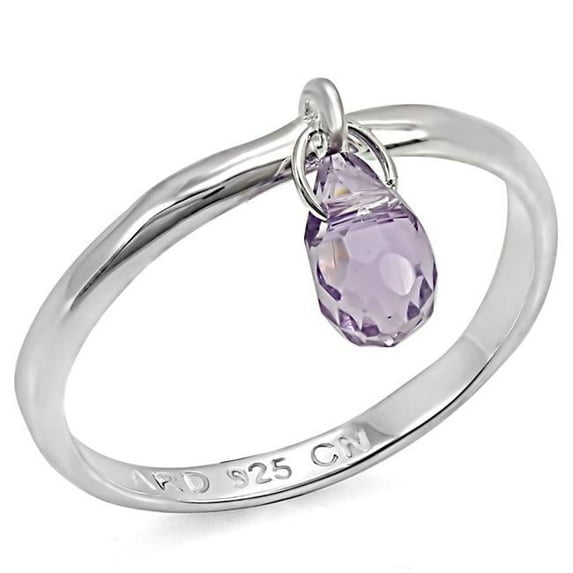 Alamode LOS325-10 Women Silver 925 Sterling Silver Ring with Genuine Stone in Amethyst - Size 10