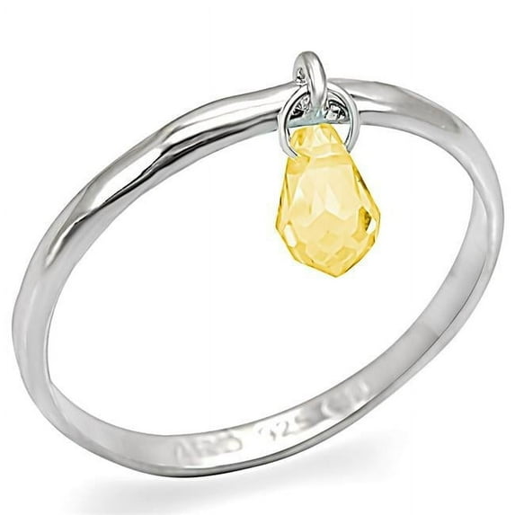 Alamode LOS332-6 Women Silver 925 Sterling Silver Ring with Genuine Stone in Topaz - Size 6