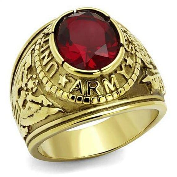 Alamode Men IP Gold Stainless Steel Ring with Synthetic in Siam - Size 8