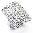 thumbnail image 1 of Alamode  Rhodium Brass Ring with AAA Grade CZ, Clear - Size 5, 1 of 1