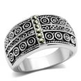 thumbnail image 1 of Alamode  Rhodium Brass Ring with Semi-Precious Marcasite, Black Diamond - Size 5, 1 of 1