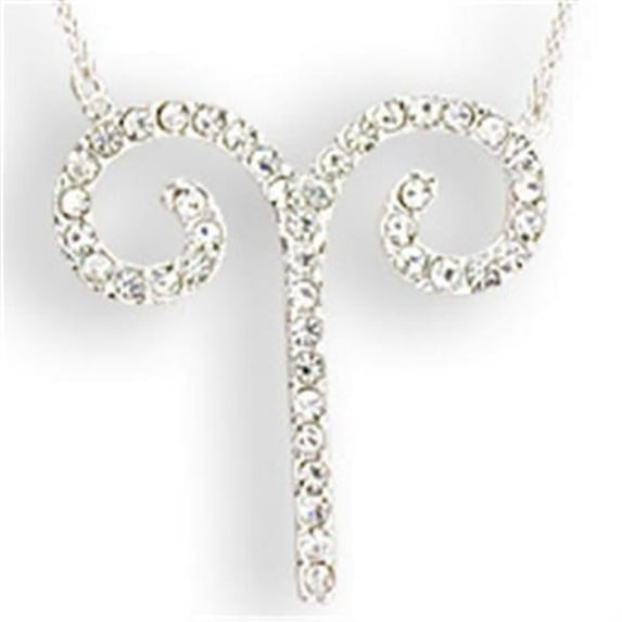 Alamode SNK08-18 Women Silver Brass Chain Pendant with Top Grade Crystal in Clear - 18 in.