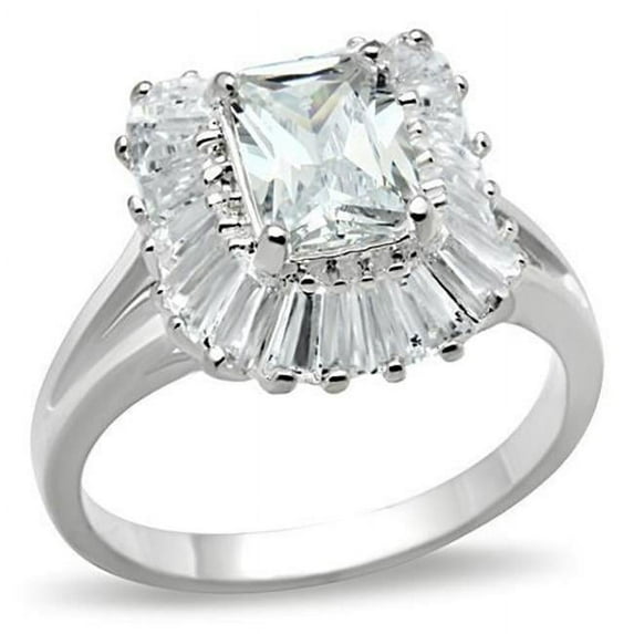 Alamode SS040-5 Women Silver 925 Sterling Silver Ring with AAA Grade CZ in Clear - Size 5