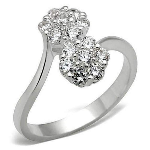 Alamode SS052-5 Silver 925 Sterling Silver Ring with AAA Grade CZ, Clear - Size 5