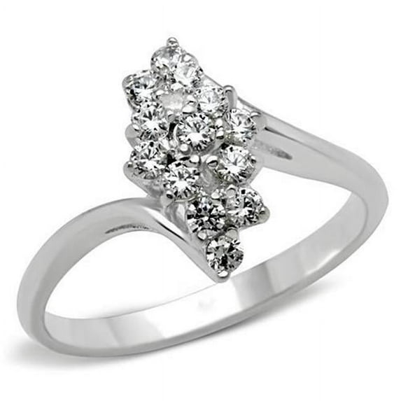 Alamode SS054-7 Women Silver 925 Sterling Silver Ring with AAA Grade CZ in Clear - Size 7