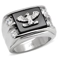 thumbnail image 1 of Alamode TK02221-14 Men High Polished Stainless Steel Ring with Semi-Precious in Jet - Size 14, 1 of 1