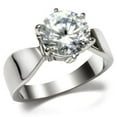 thumbnail image 1 of Alamode TK046-5 Women High Polished Stainless Steel Ring with AAA Grade CZ in Clear - Size 5, 1 of 1