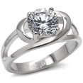 thumbnail image 1 of Alamode TK066-9 Women High Polished Stainless Steel Ring with AAA Grade CZ in Clear - Size 9, 1 of 1