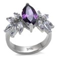 thumbnail image 1 of Alamode TK085-5 Women High Polished Stainless Steel Ring with AAA Grade CZ in Amethyst - Size 5, 1 of 1