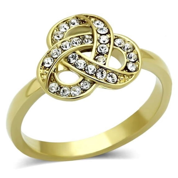 Alamode TK1111-5 Women IP Gold Stainless Steel Ring with Top Grade Crystal in Clear - Size 5