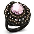 thumbnail image 1 of Alamode TK1154-5 Women IP Black Stainless Steel Ring with Top Grade Crystal in Light Rose - Size 5, 1 of 1