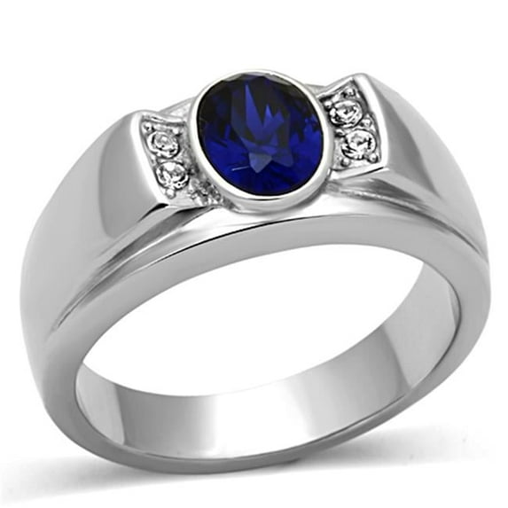 Alamode TK1184-13 Men High Polished Stainless Steel Ring with Synthetic in Montana - Size 13