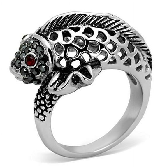 Alamode TK1215-10 Women High Polished Stainless Steel Ring with Top Grade Crystal in Siam - Size 10