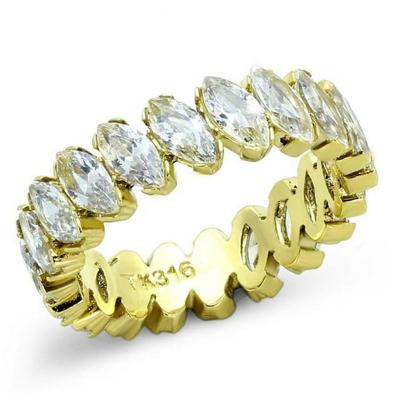 Alamode TK1234-9 Women IP Gold Stainless Steel Ring with AAA Grade CZ in Clear - Size 9
