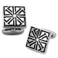 thumbnail image 1 of Alamode TK1253 Men High Polished Stainless Steel Cufflink with Epoxy in Jet, 1 of 1