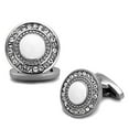 thumbnail image 1 of Alamode TK1273 Men High Polished Stainless Steel Cufflink with Top Grade Crystal in Clear, 1 of 1
