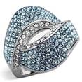 thumbnail image 1 of Alamode TK1303-8 Women High Polished Stainless Steel Ring with Top Grade Crystal in Sea Blue - Size 8, 1 of 1