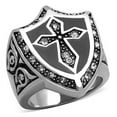 thumbnail image 1 of Alamode TK1349-12 Men High Polished Stainless Steel Ring with Top Grade Crystal in Clear - Size 12, 1 of 1