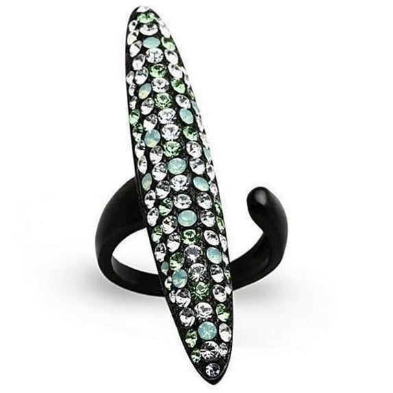 Alamode TK1365-8 IP Black Ion Plating Stainless Steel Ring with Top Grade Crystal, Multi Color - Size 8