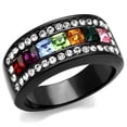 thumbnail image 1 of Alamode TK1402J-9 Women IP Black Stainless Steel Ring with Top Grade Crystal in Multi Color - Size 9, 1 of 1
