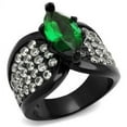 thumbnail image 1 of Alamode TK1548J-9 IP Black Ion Plating Stainless Steel Ring with Synthetic Glass, Emerald - Size 9, 1 of 1