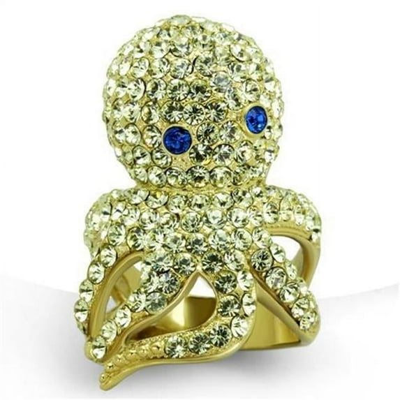Alamode TK1640-9 Women IP Gold Stainless Steel Ring with Top Grade Crystal in Multi Color - Size 9