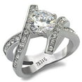 thumbnail image 1 of Alamode TK169-5 Women High Polished Stainless Steel Ring with AAA Grade CZ in Clear - Size 5, 1 of 1