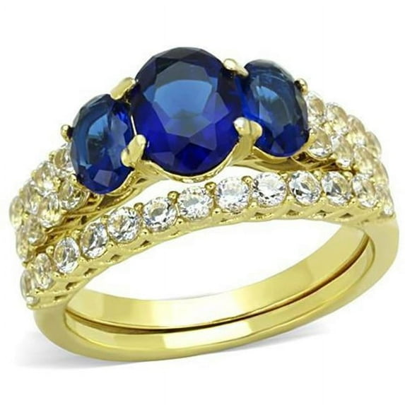 Alamode TK1720-7 Women IP Gold Stainless Steel Ring with Synthetic in Montana - Size 7