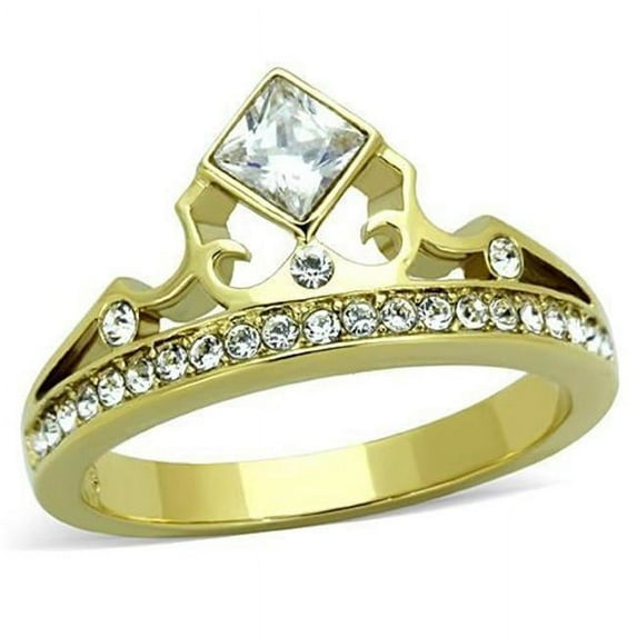 Alamode TK1727-5 Women IP Gold Stainless Steel Ring with AAA Grade CZ in Clear - Size 5