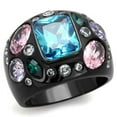 thumbnail image 1 of Alamode TK1790-9 Women IP Black Stainless Steel Ring with AAA Grade CZ in Sea Blue - Size 9, 1 of 1