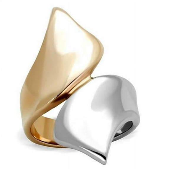 Alamode TK1793-10 Women Two-Tone IP Rose Gold Stainless Steel Ring with No Stone in No Stone - Size 10