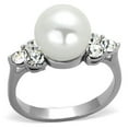 thumbnail image 1 of Alamode TK1824-10 Women High Polished Stainless Steel Ring with Synthetic in White - Size 10, 1 of 1