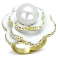 thumbnail image 1 of Alamode TK1847-8 Women IP Gold Stainless Steel Ring with Synthetic in White - Size 8, 1 of 1