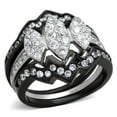 thumbnail image 1 of Alamode TK1869-8 Women Two-Tone IP Black Stainless Steel Ring with AAA Grade CZ in Clear - Size 8, 1 of 1