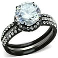 thumbnail image 1 of Alamode TK1870-5 Women Two-Tone IP Black Stainless Steel Ring with AAA Grade CZ in Clear - Size 5, 1 of 1