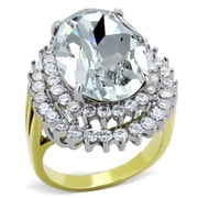 Alamode TK1894-5 Women Two-Tone IP Gold Stainless Steel Ring with Top Grade Crystal in Clear - Size 5