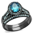 thumbnail image 1 of Alamode TK1W163LJ-7 Women IP Light Black Stainless Steel Ring with AAA Grade CZ in Sea Blue - Size 7, 1 of 1