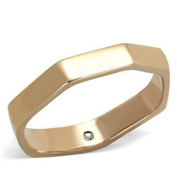 Alamode TK2030-8 Women IP Rose Gold Stainless Steel Ring with Top Grade Crystal in Clear - Size 8