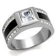 thumbnail image 1 of Alamode TK2308-10 Men High Polished Stainless Steel Ring with Top Grade Crystal in Clear - Size 10, 1 of 1