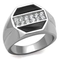 thumbnail image 1 of Alamode TK2309-9 Men High Polished Stainless Steel Ring with Top Grade Crystal in Clear - Size 9, 1 of 1