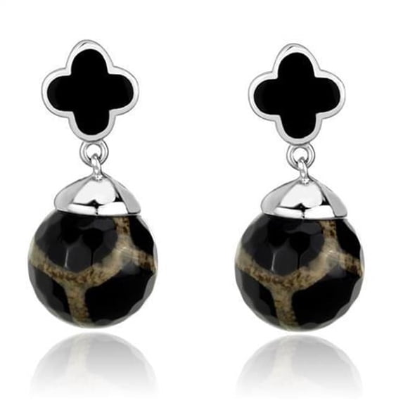 Alamode TK2383 Women High Polished Stainless Steel Earrings with Synthetic in Multi Color