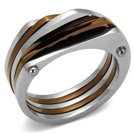 Alamode TK2404-8 Women Two Tone IP Light Brown Stainless Steel Ring with No Stone in No Stone - Size 8