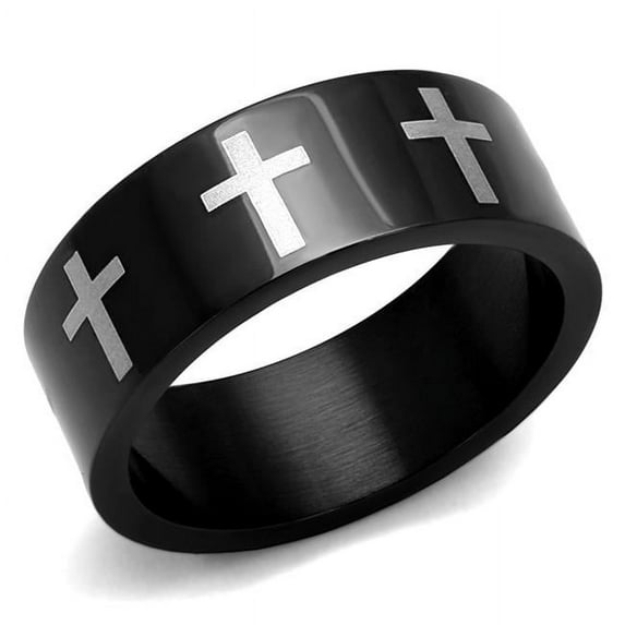 Alamode TK2410-9 Men Two-Tone IP Black Stainless Steel Ring with No Stone in No Stone - Size 9