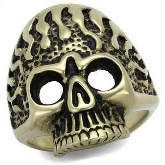 Alamode TK2455-8 IP Antique Copper Stainless Steel Ring with Epoxy, Jet - Size 8