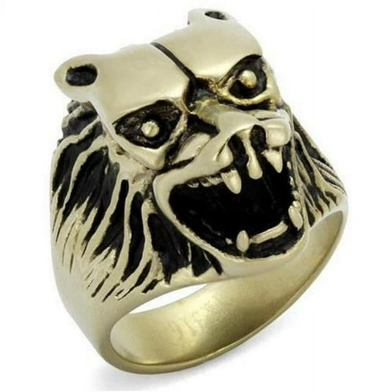 Alamode TK2462-10 IP Antique Copper Stainless Steel Ring with Epoxy, Jet - Size 10