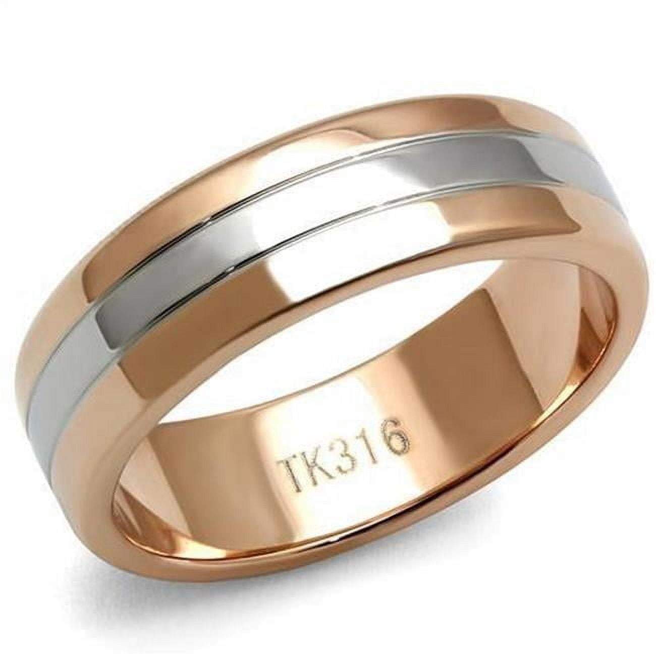 No Stone Rings Alamode TK2569-8 Men Two-Tone IP Rose Gold Stainless Steel Ring with No ...